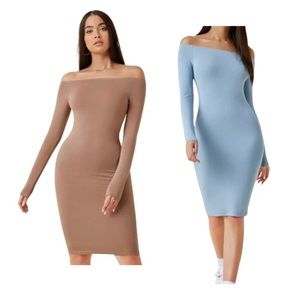 (2)OFF-SHOULDER BODYCON DRESS!!!